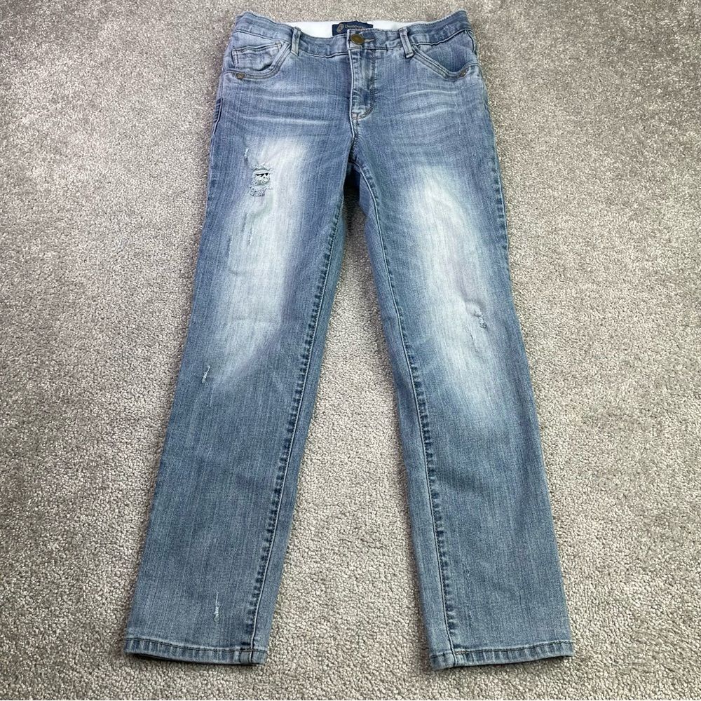Democracy Ab Solution Jeans Womens 4 Light Wash Distressed Stretch Slim Straight